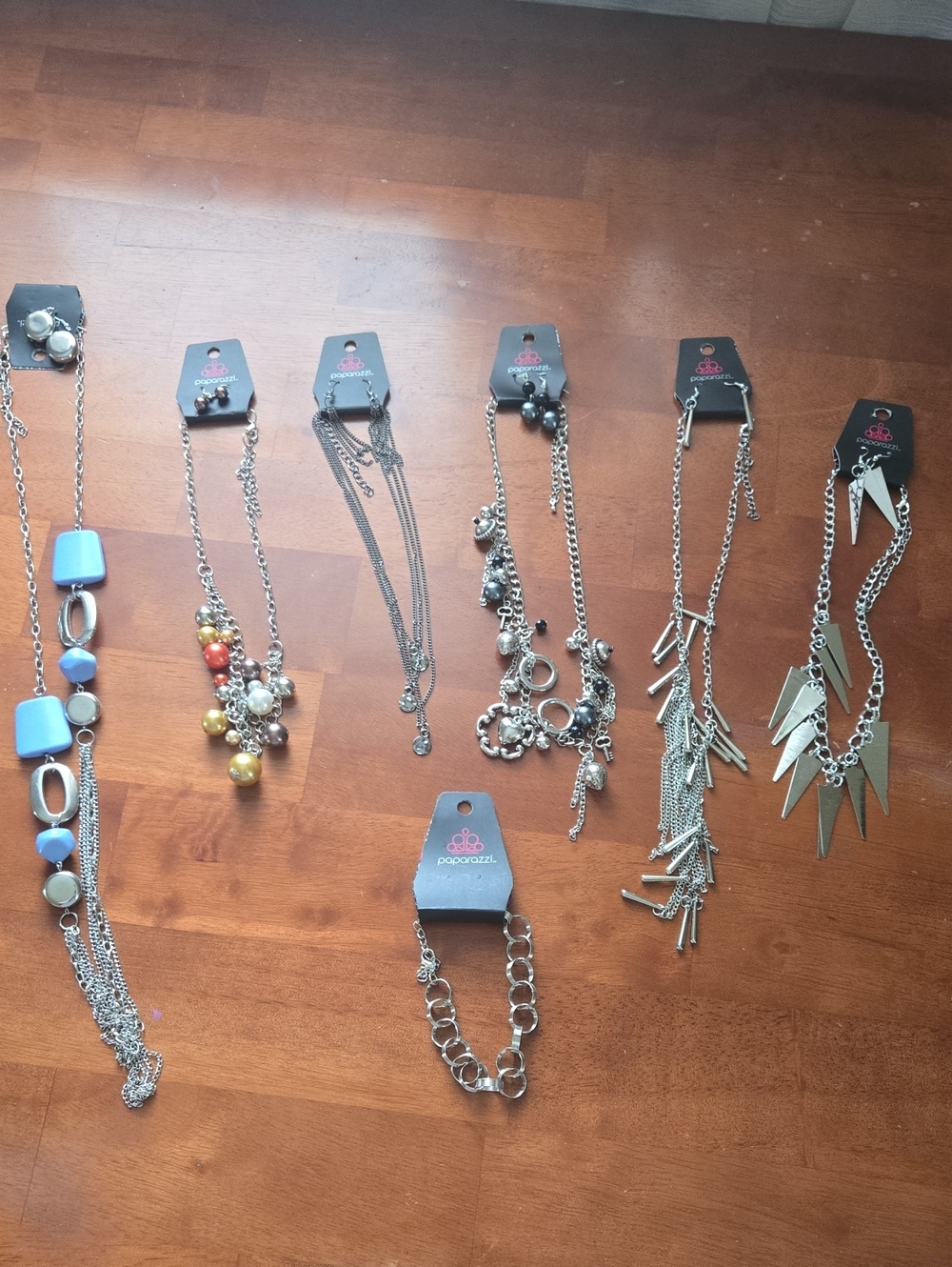 paparazzi Silver-Tone Multi Necklace Set with Blue and Mixed Accent Beads